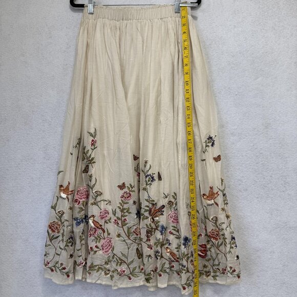Sundance Skirt Womens Small Embroidered Floral Butterfly Boho Lined Elastic - Picture 1 of 6